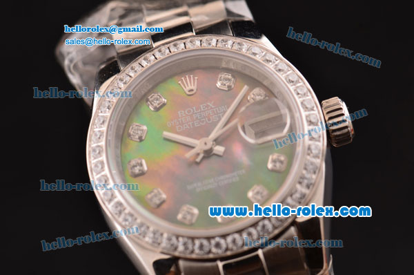 Rolex Datejust Lady 2813 Automatic Steel Case with Grey MOP Dial Diamond Bezel ETA Coating - Click Image to Close